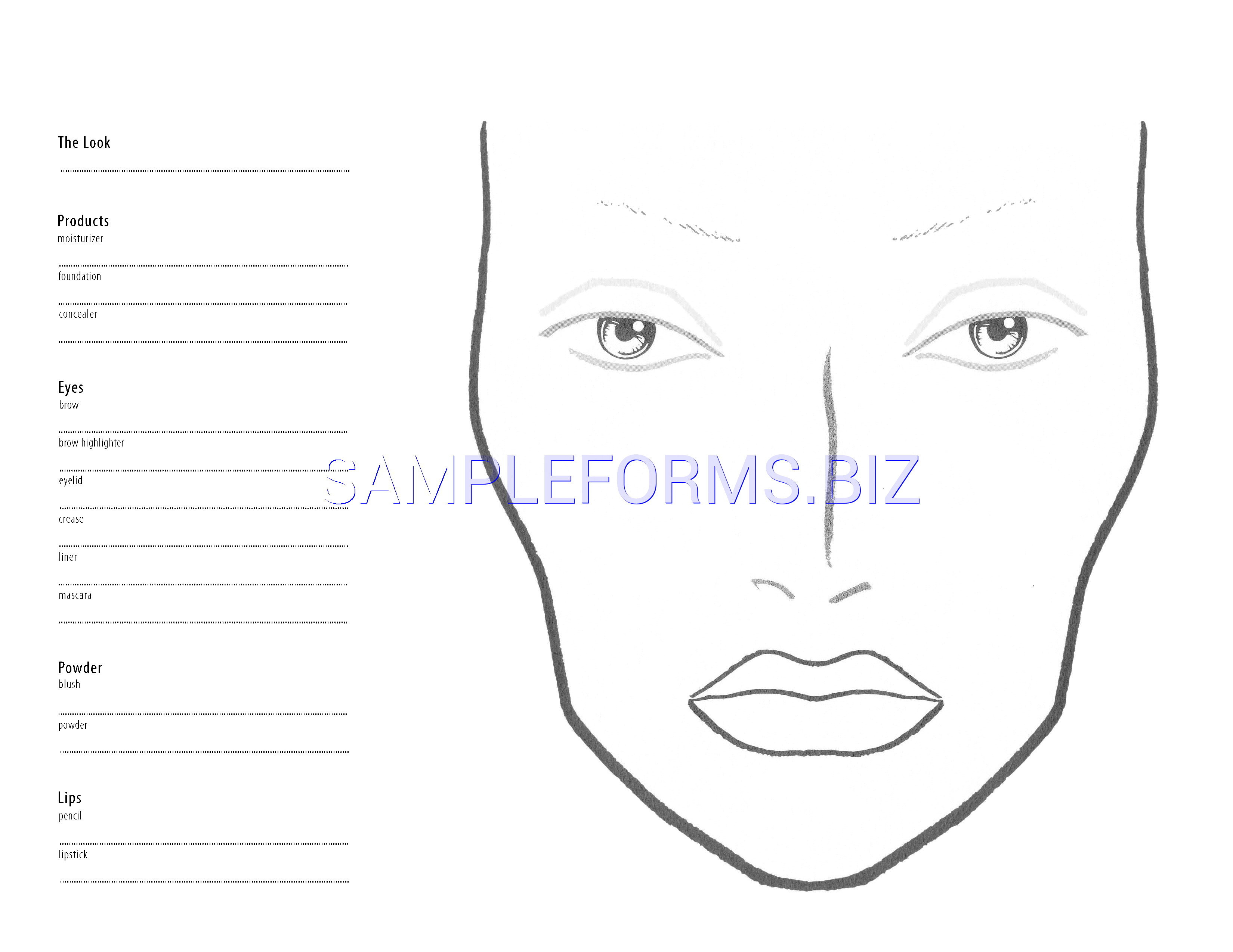 Preview free downloadable Face Chart 1 in PDF (page 1)